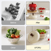 UFORU Essoreuse à salade en forme de pomme, centrifugeuse rotative pour fruits avec couvercle anti-poussière, grande sécheuse de légumes pour cuisine