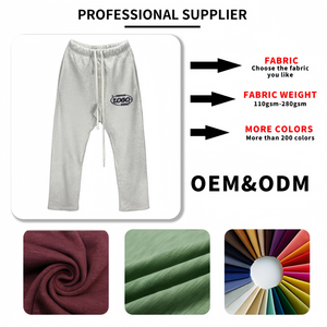 Pantalones de hombre informales de diseñador de algodón 100% personalizados de fabricante, pantalones de chándal bordados de Color sólido, pantalones de pierna ancha para hombre - Product Image 4