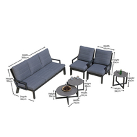 OSMEN Amalfi Canapé simple de salon en aluminium moderne en textylène pour meubles de jardin d'extérieur