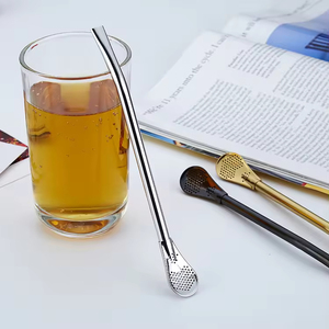 Accesorios para Bar, Bombilla para <span class=keywords><strong>Mate</strong></span> de Acero Inoxidable 304 de Grado Alimenticio, Filtro y Cuchara con Acabado Espejo, Pajitas para Beber - Product Image 4