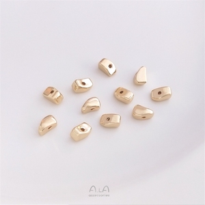 Cuentas Sueltas Irregulares de Cobre Recubierto de Oro Real de 14K que Conservan el Color, Piedra, Espaciador Pequeño Roto, Irregular - Product Image 6
