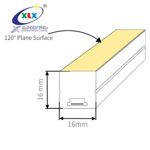 16X16mm फ्लैट सतह के लिए निविड़ अंधकार IP67 एलईडी नीयन रस्सी DC12V24V सजावट प्रकाश