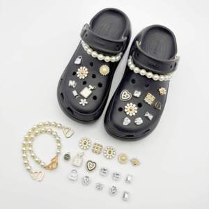 Latest ABS Diamond <strong>Shoe</strong> Chains with Gold and Silver Metal Beads Women's <strong>Shoe</strong> Clog Decorations and Charms <strong>Shoe</strong> Accessories - Product Image 1