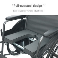 Fauteuil roulant de toilette 24 pouces, chaise de toilette portable pliable en acier au carbone gris, frein à levier pour assistante, 100 kg