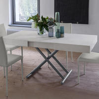 Table basse relevable hydraulique sur mesure, convertible en bureau de salle à manger, plateau en bois, base en métal en forme de X, pliable, mobilier moderne