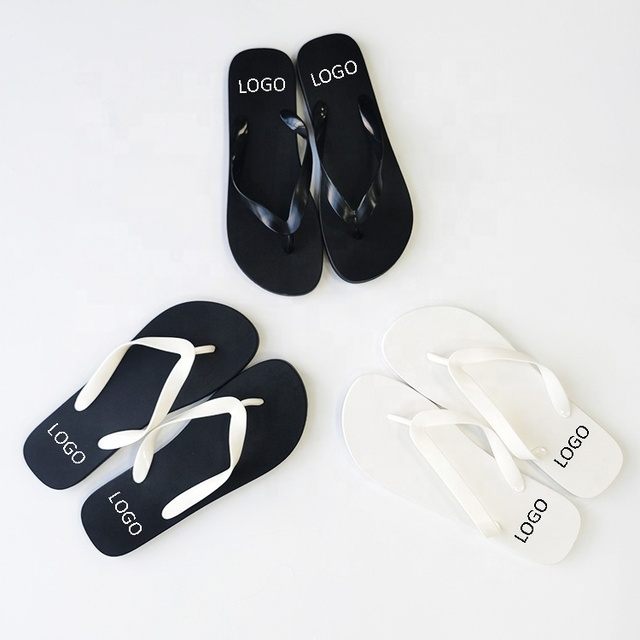 Custom Logo Print Black Slide Bulk Mens Womens Slipper Shoes White Wedding Flip Flops