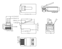 Connecteur RJ45 8P8C pour câble LAN UTP, connecteur traversant RJ45 Cat 6