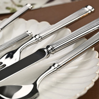 Couteau, fourchette et cuillère de style rétro en acier inoxydable 304 poli miroir, design colonne romaine, artisanat forgé haut de gamme, luxe discret et vintage