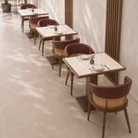Ensemble table et chaises rétro pour café et pâtisserie, plateaux en marbre, cadres multifonctionnels en acier inoxydable, restaurants commerciaux