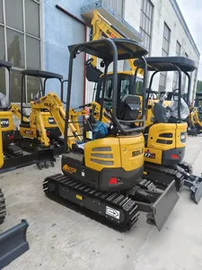 Mini-excavatrice sur chenilles jaune SE12 d'occasion, cabine ouverte, compacte, siège inclinable avant, filtre centralisé, moteur, boîte de vitesses, pompe - Product Image 2