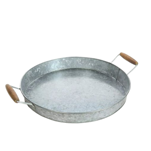Plateau en métal galvanisé avec poignée en métal Plateau de service décoratif Ustensiles de cuisine de couleur grise et plateau d'hôtel avec poignée en métal - Product Image 4