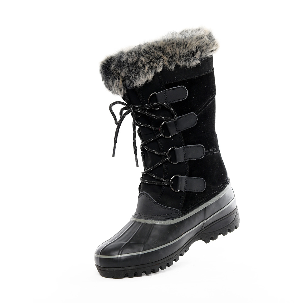 Women Furry Winter Snow Boots fur lined snow boots Non-slip Outsole Zipper Upper Lace Up fur snow boots