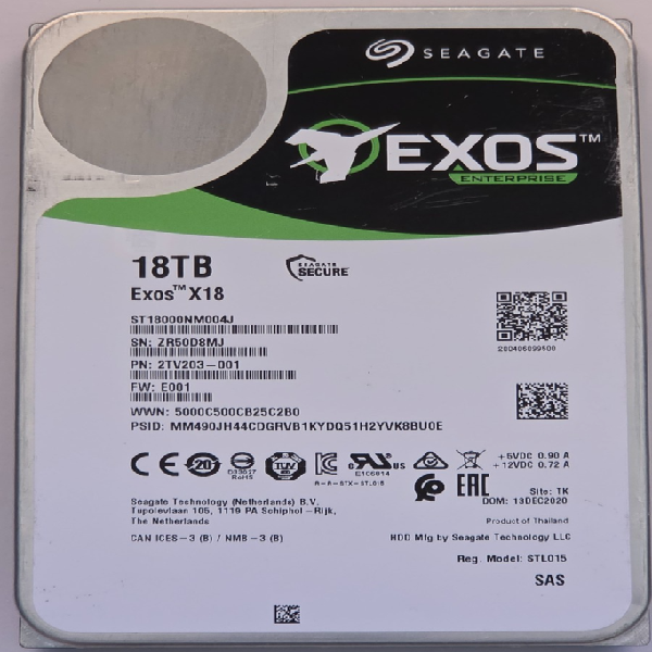 1 Brand New Original Item 18tb Sas Exos 3.5" Cmr 7.2k Rpm 12gbps 512e Enterprise Hard Drive Plc