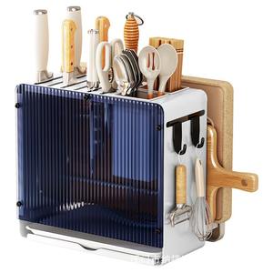 Support mural pour couteaux de cuisine Najie en acrylique avec porte-baguettes, égouttoir multifonctionnel pour comptoir - Product Image 3