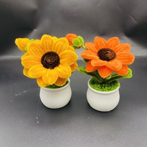 Pianta <span class=keywords><strong>di</strong></span> Girasole in Vaso <span class=keywords><strong>con</strong></span> Filo Intrecciato, Regalo <span class=keywords><strong>di</strong></span> <span class=keywords><strong>Capodanno</strong></span> o Compleanno, Fiore Artificiale Fatto a Mano, Decorazione da Scrivania - Product Image 5