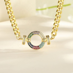 สร้อยคอแบบ Cuban Link ชุบเฮมาไทต์หรูหรา ขายส่ง สร้อยโซ่ชุบทอง 18K ประดับเพชรซิร์คอน เครื่องประดับแฟชั่นสำหรับผู้หญิง - Product Image 3