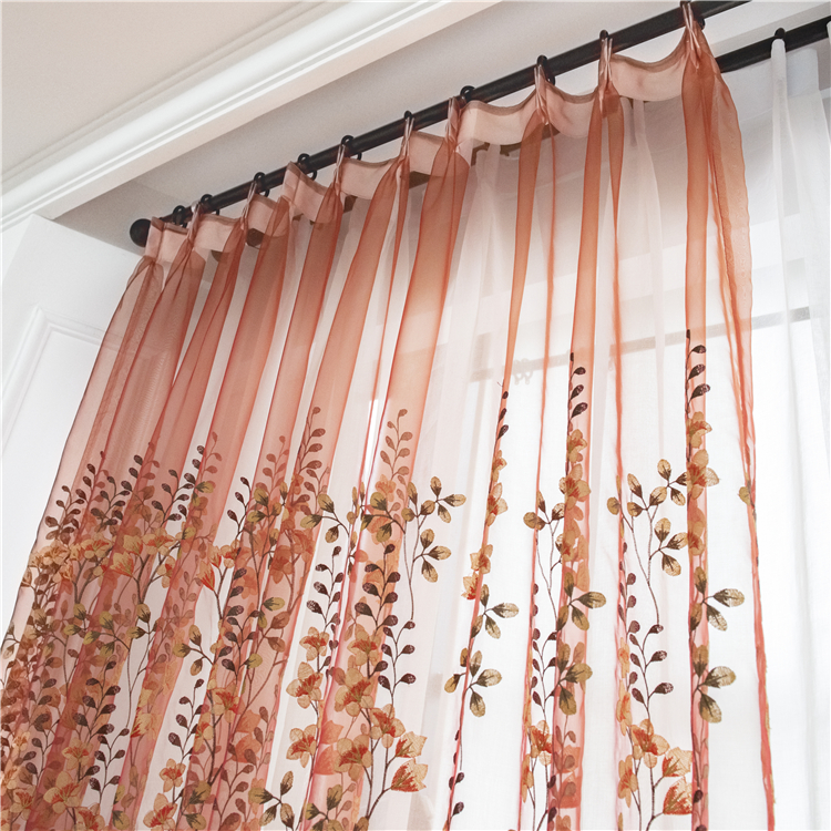 Tenda A Pannello In Organza Con Ricami Floreali – Semitrasparente, 300x145 Cm – Per Soggiorno, Camera Da Letto E Cucina – Bianco