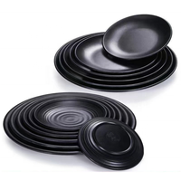 Ensemble d'assiettes en mélamine noir mat, plusieurs tailles de chargeur, vaisselle de Restaurant, offre spéciale