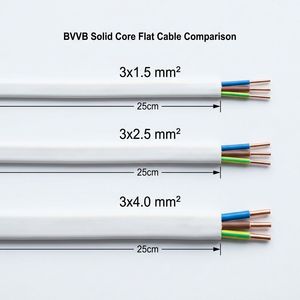 <span class=keywords><strong>Cable</strong></span> Industrial Estándar IEC 60227 BVVB 300/500V 3x1.5-4.0 mm² de Cobre Puro Rojo Sólido, Plano, Rectangular, con Aislamiento de PVC - Product Image 2