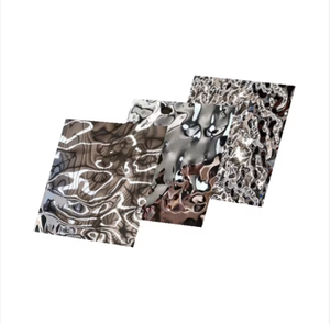 EX714 Placa Decorativa de Acero Inoxidable 304 con Diseño de Ondas de Agua, para Techo y Pared, Decoración 3D con Efecto de Olas de Agua en Color Dorado - Product Image 1