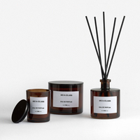 Haute Qualité 50ml 100ml 120ml 200ml Ambre Clair Givre Blanc Noir Rond Verre Reed Diffuseur Bouteille avec Bâtons Boîte D'emballage
