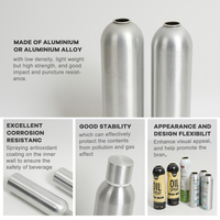 Produit le plus vendu, personnalisable, respectueux de l'environnement, conteneur d'emballage de gaz haute pression de 1000 ml, bouteille en aluminium