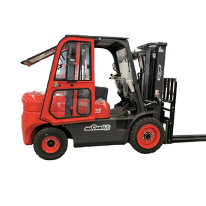 Carretilla elevadora con motor diésel de 3,5 T con palanca de cambios lateral y CA de cabina cerrada para uso en granja y terreno Carretilla elevadora de combustión interna - Product Image 1