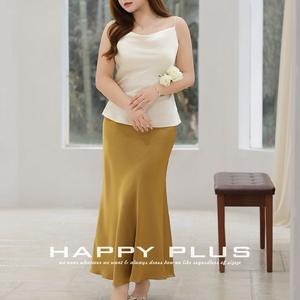 Falda Midi de Cintura Alta Runqi N9214, Color Sólido, Satén Sintético Acetato, Estilo Fluido y Ajustado, Corte de Cola de Pez, Falda para Mujer - Product Image 5