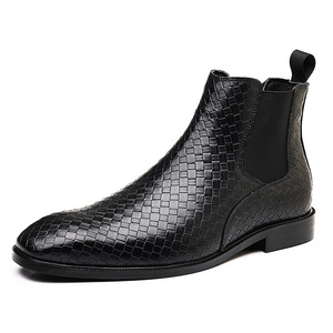 Nouveauté Bottines Chelsea à motif tissé de grande taille Bottines <span class=keywords><strong>tendance</strong></span> pour hommes Grande taille 38-48 - Product Image 4