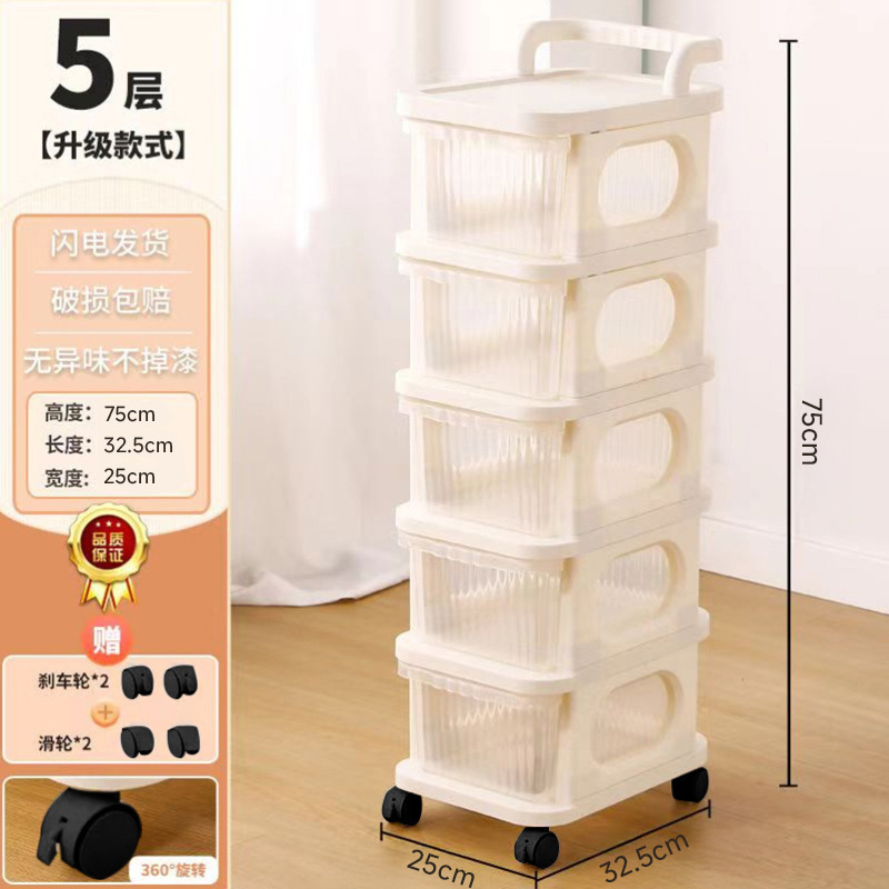 Étagère de rangement à cinq niveaux pour le petit chariot.