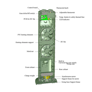 <span class=keywords><strong>Termostato</strong></span> ajustable mecánico convector de bajo costo operativo de alta eficiencia 230V 2400W Calentador rápido de ventilador de espacio de cerámica - Product Image 3