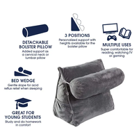 Vente en gros Oreiller de lecture et de télévision en forme de coin super doux avec traversin réglable en mousse à mémoire de forme en velours pour le repos
