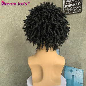 Peluca masculina con rastas a precio al por mayor, uso diario o para fiestas, Peluca de <span class=keywords><strong>pelo</strong></span> sintético para hombres con rastas cortas naturales marrones mixtas negras - Product Image 6