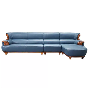 Ensemble de canapés en cuir de luxe léger, sectionnel en forme de L, design européen, haut de gamme, nouveau, moderne, salon, appartement, Beno - Product Image 6