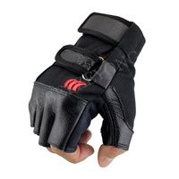 Gants de cyclisme et de fitness en PU pour hommes, demi-doigts, noirs, taille unique, prêts à être expédiés pour l'été