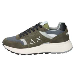 Sun68 Baskets à lacets à plateforme pour hommes, couleur vert militaire et blanc, talon de 4 cm, pointures 40-46 - Product Image 1