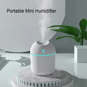 H2O lampu Led warna-warni portabel, cahaya Led Mini 250Ml semprotan kabut Usb mobil pelembab udara dingin untuk kamar tidur