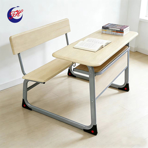 Meubles <span class=keywords><strong>de</strong></span> classe scolaire hautement stables, pupitre et chaise étudiants fixés ensemble, banc scolaire, <span class=keywords><strong>table</strong></span> et chaises doubles en Werzalit. - Product Image 1