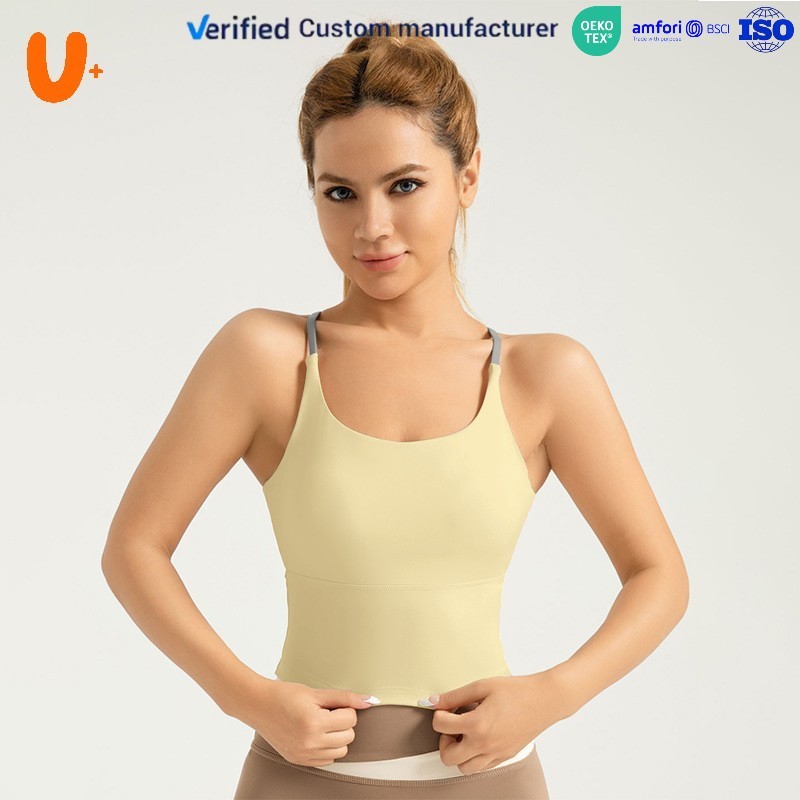 Women's High Support Yoga Bra Cross Back Open Back Design Non-adjusted Straps Four-Way Stretch Quick Dry Lightweight Active Wear