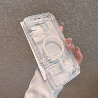 Coque de téléphone transparente à paillettes couleur néon pour iPhone 17 Pro Max 16 Pro 15 14 13 12, compatible charge sans fil 3-en-1