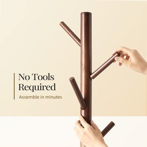 Cây áo bằng gỗ chắc chắn với 8 móc, <span class=keywords><strong>3</strong></span> kích cỡ có thể điều chỉnh cho quần áo, mũ đứng được sử dụng trong phòng ngủ/văn phòng/lối vào, màu nâu - Product Image 2