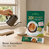 Mélange de café au collagène et chia 20X, 11 en 1, boîte de 120 g, 10 sachets, fournisseur en gros OEM, directement de l'usine