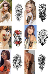 Skull Flower Tribal Temporary <b>Tattoo</b> Sticker Waterproof Long Lasting Water Transfer <b>Paper</b> Decal for Body Art Professional Use - Product Image 5