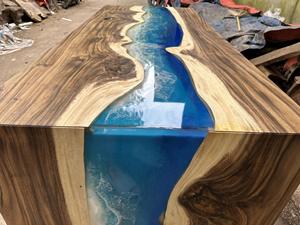 Table en résine bleue pour salon, comptoir de bar ou décoration intérieure, options de couleur OEM, design 3D, nouvelle commande, contactez-nous - Product Image 5