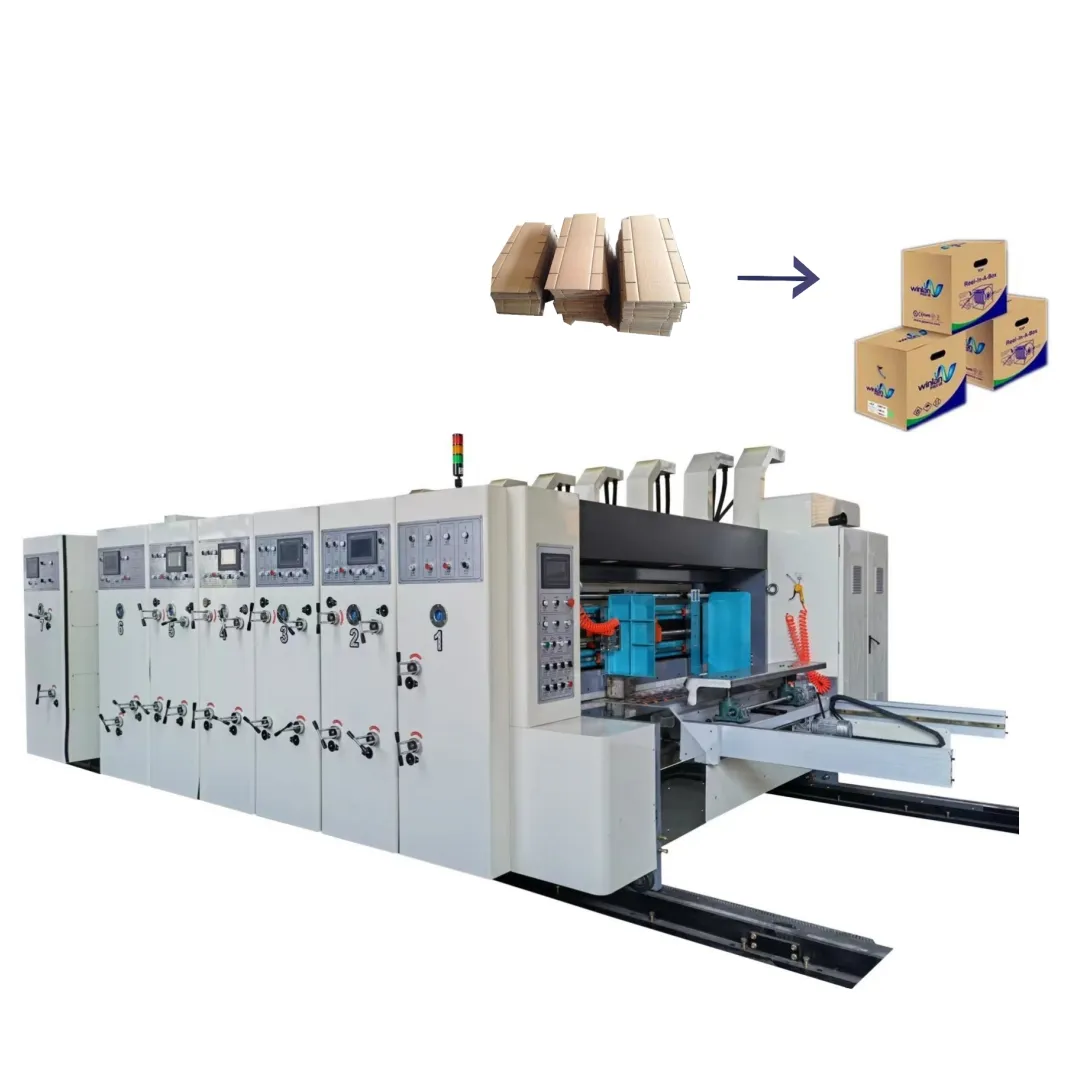 Caja de cartón corrugado automática impresión flexográfica máquina de corte Ranurado con apilamiento