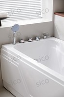 Baignoire Balnéo d'Angle en Acrylique SICO avec 6 Jets de Massage Corporel, Robinet Encastré, Accoudoirs, 1,7 m, Intérieur, 1-2 Personnes