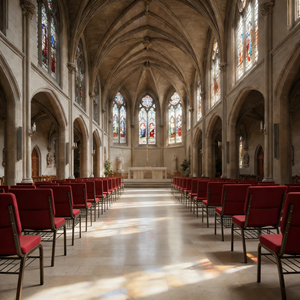 Cadeira Moderna Empilhável e Interligável de Metal Acolchoada para Auditório, Escola, Conferência, Eventos, Oração e Igreja com Preço de Atacado de Fábrica - Product Image 3