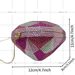 Pochette de soirée 3D en diamant, sac à main orné de strass et de perles de cristal pour fêtes, mariages et bals de promo - Product Image 3