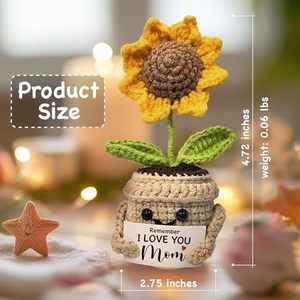 Regalos de Girasol Positivo Pequeños y Lindos Hechos a Mano con Ganchillo, Mini Flores Emocionales, Regalos de Cumpleaños para Mamá, Recuerda que Te Amo, Mamá - Product Image 2