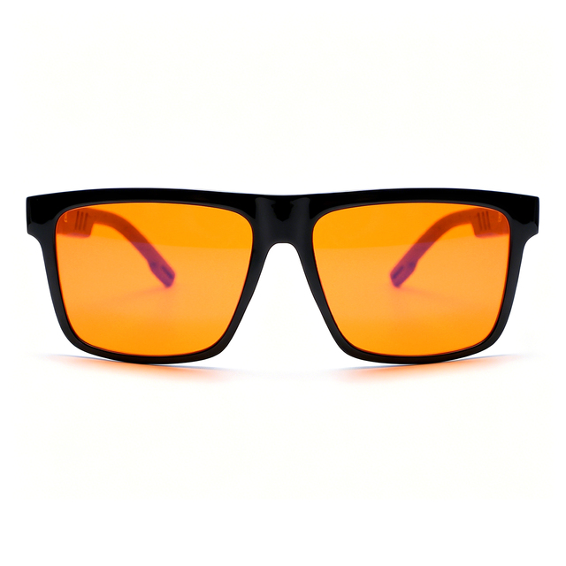 Square Red Lens Blocking Green Light 100% Blue Light Blocking Glasses Orange Lens Anti Fatigue Help Sleep Computer Goggle